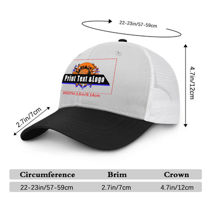 Custom Grey Black Color-Block Snapback Cap with White Mesh Logo Printing Hats
