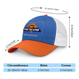 Custom Aquamarine Orange Color-Block Snapback Cap with White Mesh Logo Printing Hats