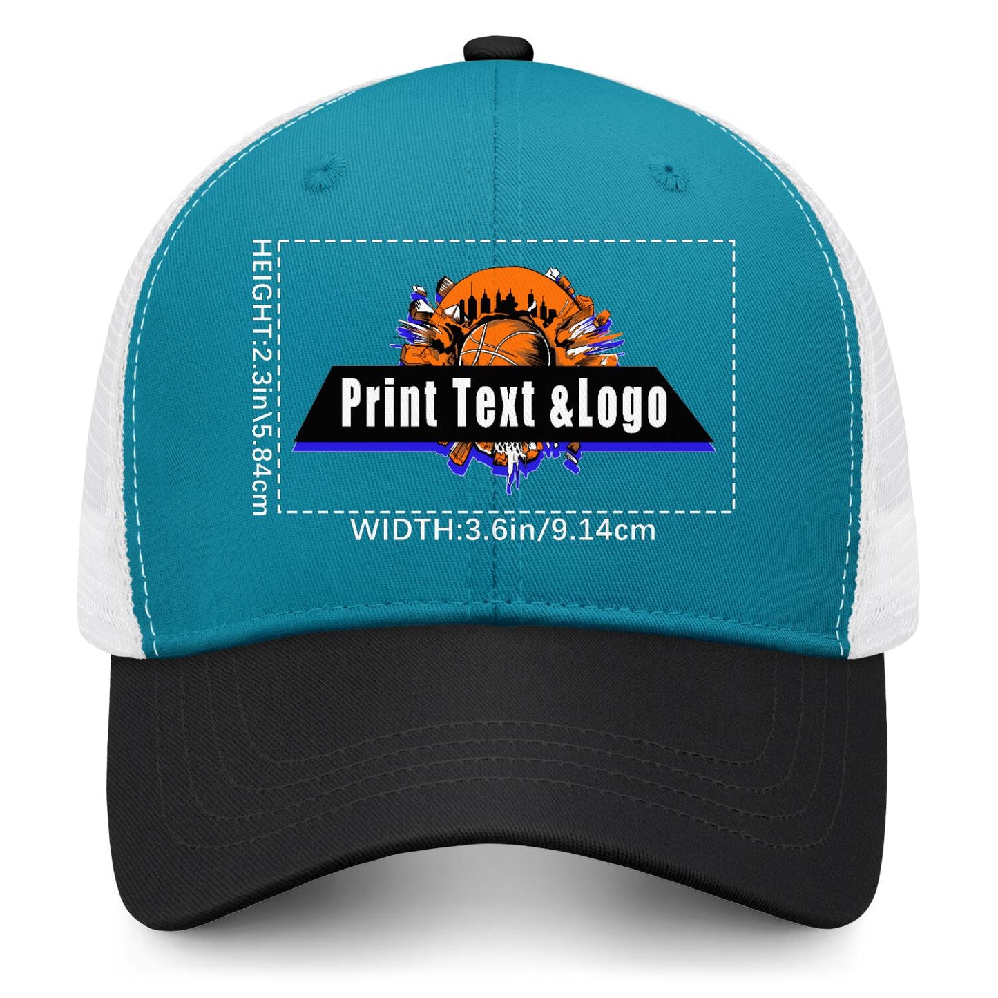 Custom Color-Block Snapback Cap with White Mesh Logo Printing Hats