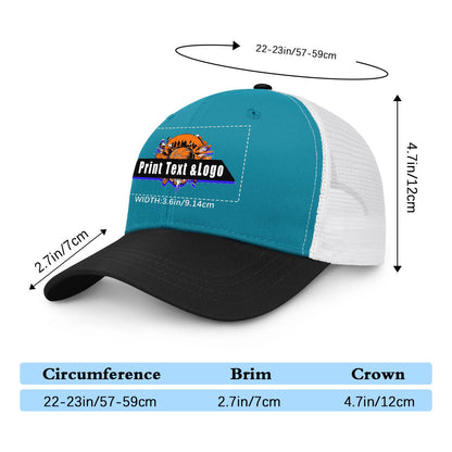 Custom Color-Block Snapback Cap with White Mesh Logo Printing Hats