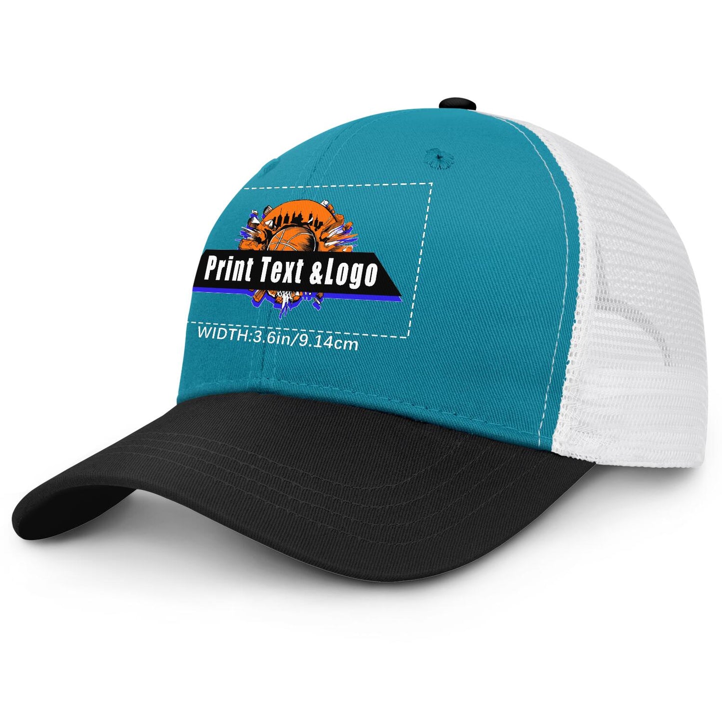 Custom Color-Block Snapback Cap with White Mesh Logo Printing Hats