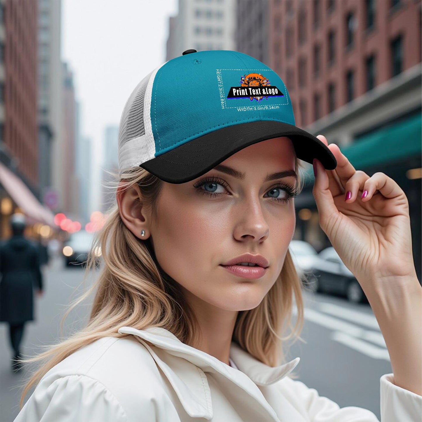 Custom Color-Block Snapback Cap with White Mesh Logo Printing Hats