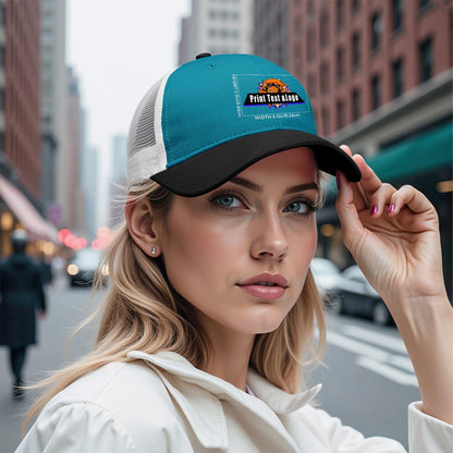 Custom Color-Block Snapback Cap with White Mesh Logo Printing Hats