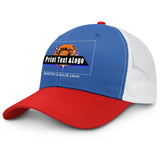 Custom Blue Red Color-Block Snapback Cap with White Mesh Logo Printing Hats