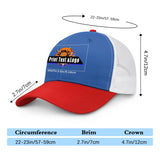 Custom Blue Red Color-Block Snapback Cap with White Mesh Logo Printing Hats