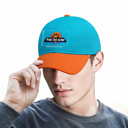 New Custom Aquamarine Orange Duckbill Cap Design Available with Heat Transfer Printing in Multiple Colors