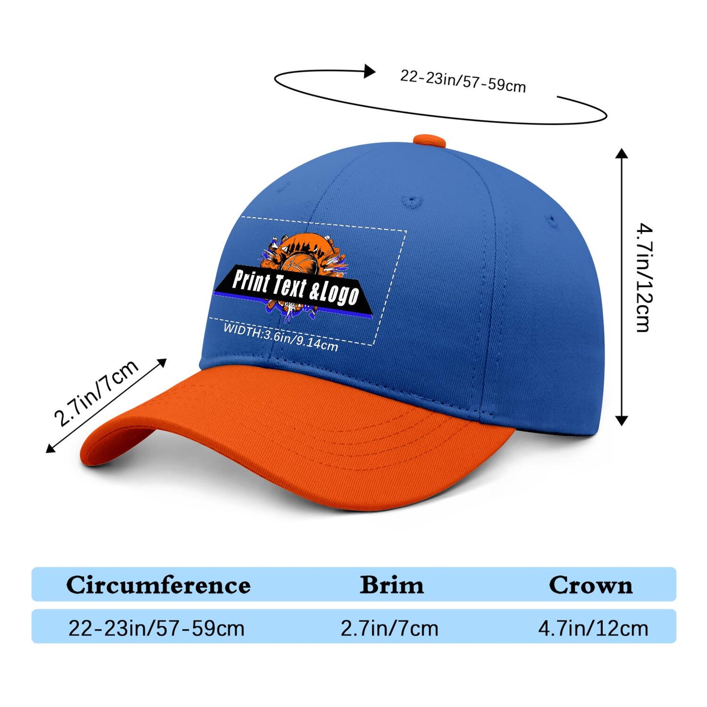 New Custom Aquamarine Orange Duckbill Cap Design Available with Heat Transfer Printing in Multiple Colors