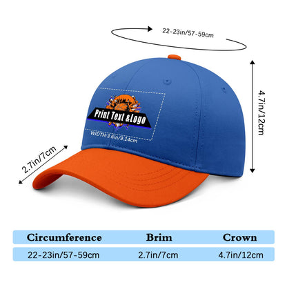 New Custom Aquamarine Orange Duckbill Cap Design Available with Heat Transfer Printing in Multiple Colors