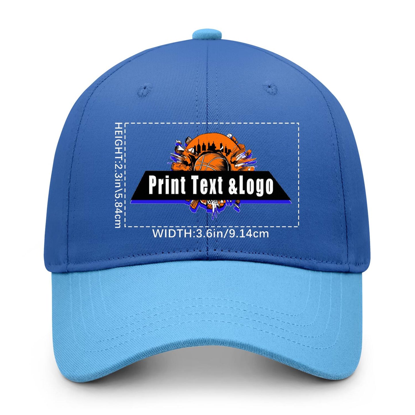 New Custom Blue Duckbill Cap Design Available with Heat Transfer Printing in Multiple Colors