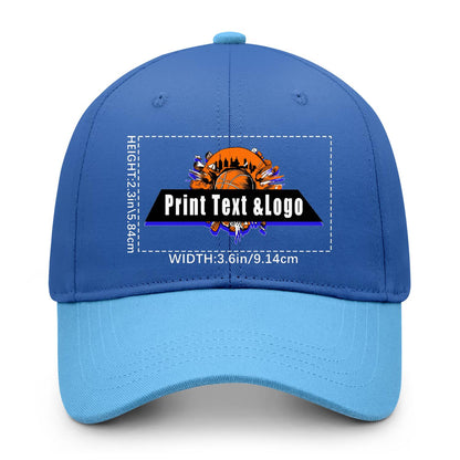 New Custom Blue Duckbill Cap Design Available with Heat Transfer Printing in Multiple Colors