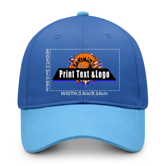 New Custom Blue Duckbill Cap Design Available with Heat Transfer Printing in Multiple Colors