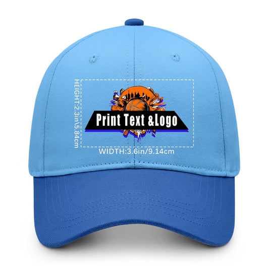 New Custom Blue Duckbill Cap Design Available with Heat Transfer Printing in Multiple Colors
