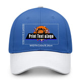 New Custom Blue White Duckbill Cap Design Available with Heat Transfer Printing in Multiple Colors