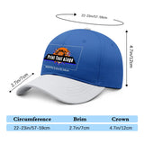 New Custom Blue White Duckbill Cap Design Available with Heat Transfer Printing in Multiple Colors