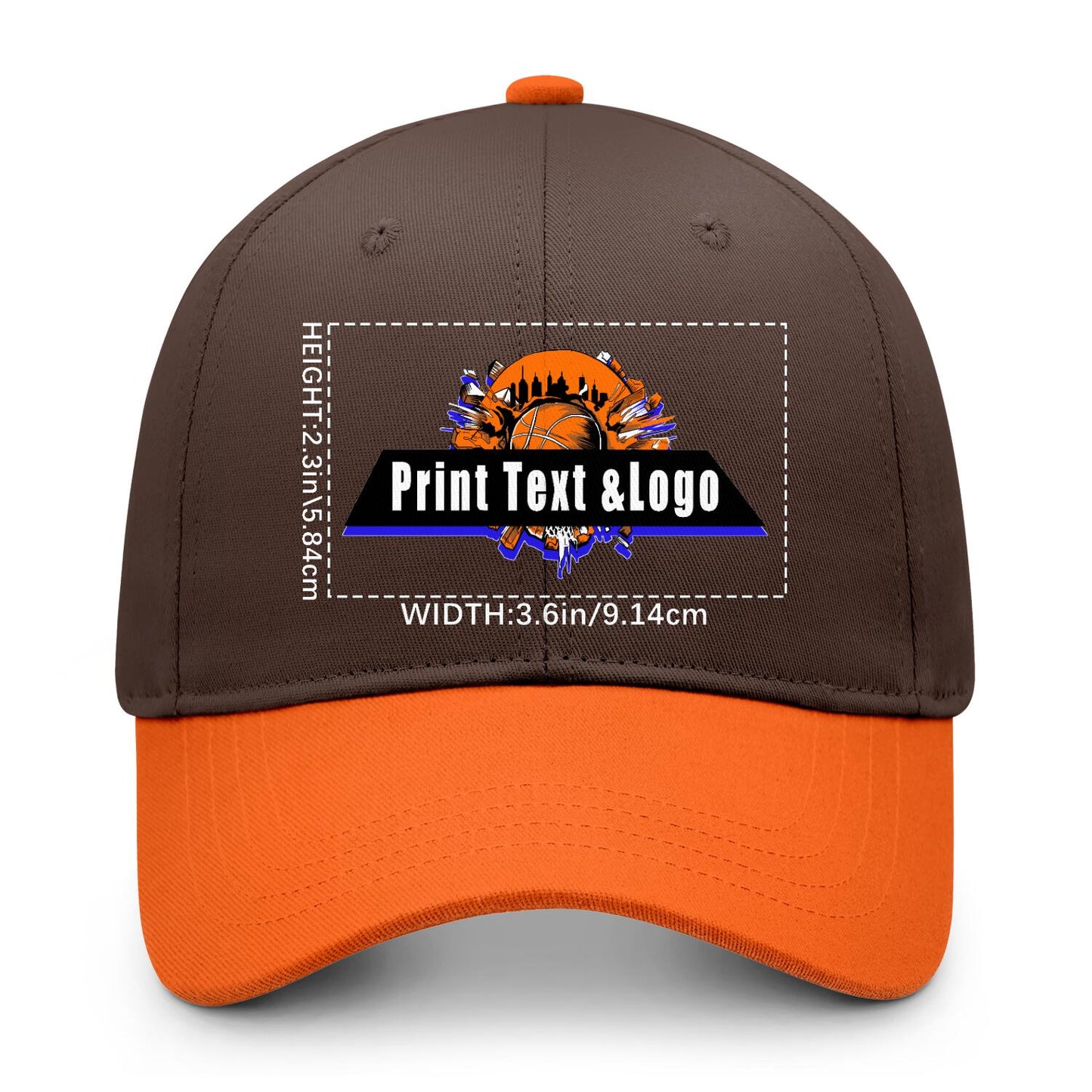 New Custom Brown Orange Duckbill Cap Design Available with Heat Transfer Printing in Multiple Colors