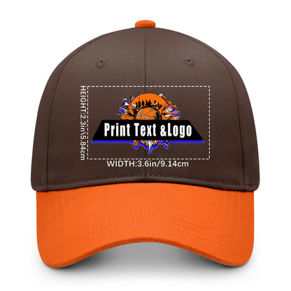 New Custom Brown Orange Duckbill Cap Design Available with Heat Transfer Printing in Multiple Colors