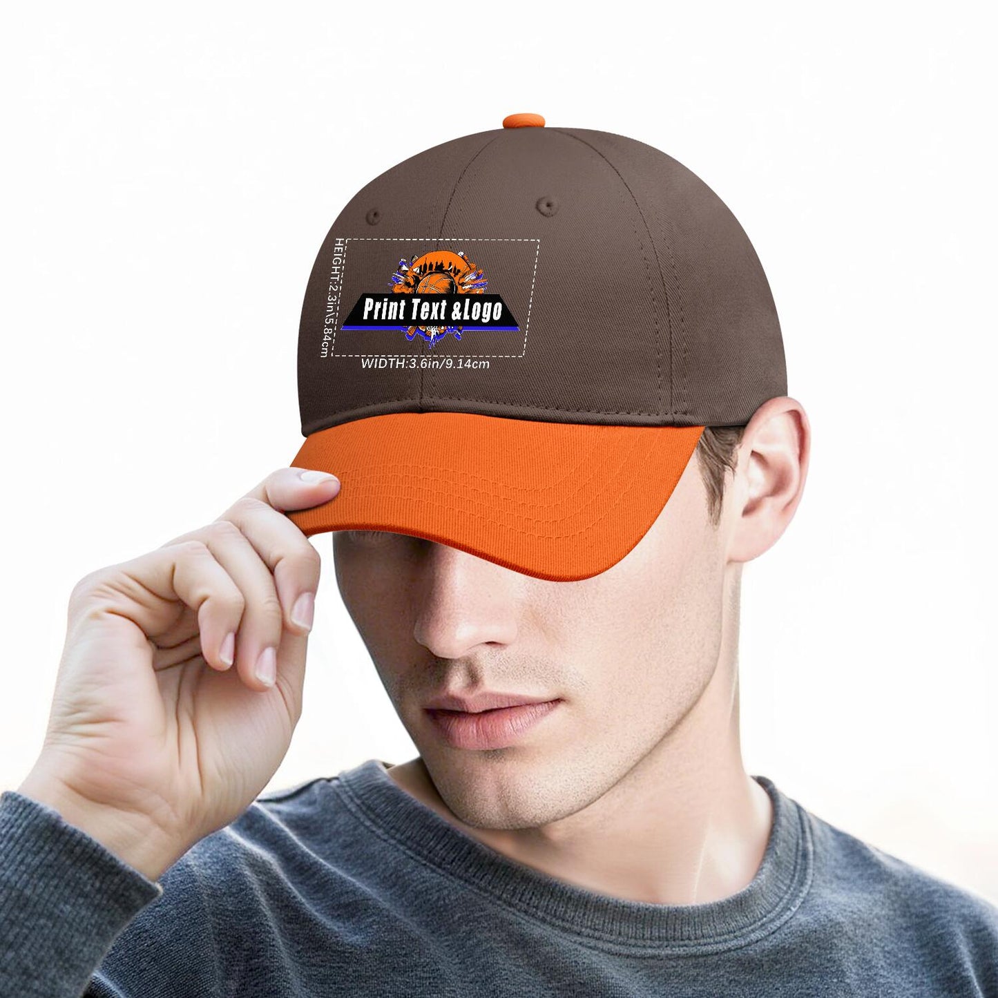 New Custom Brown Orange Duckbill Cap Design Available with Heat Transfer Printing in Multiple Colors