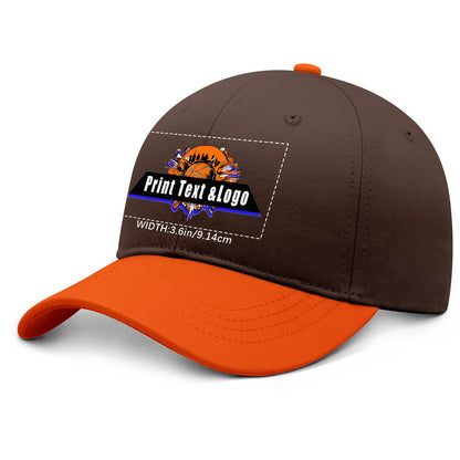 New Custom Brown Orange Duckbill Cap Design Available with Heat Transfer Printing in Multiple Colors
