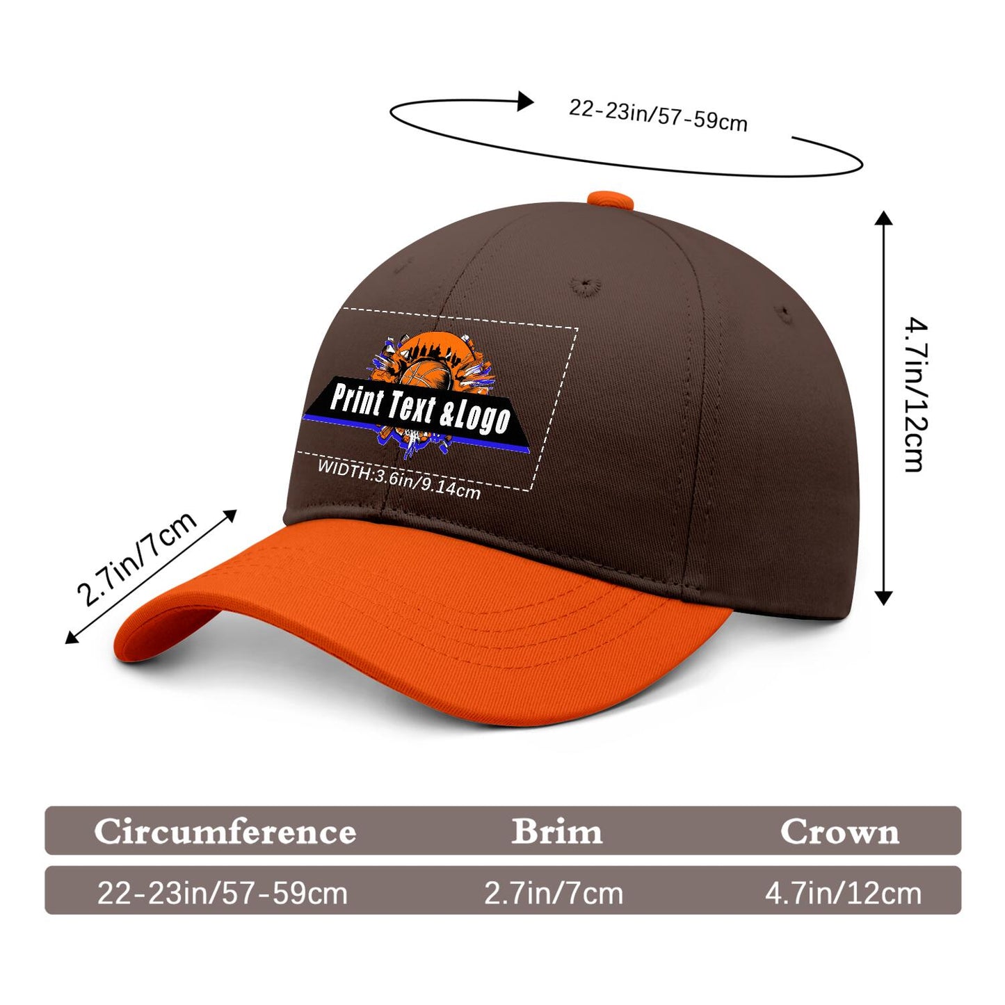 New Custom Brown Orange Duckbill Cap Design Available with Heat Transfer Printing in Multiple Colors