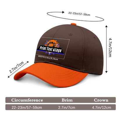 New Custom Brown Orange Duckbill Cap Design Available with Heat Transfer Printing in Multiple Colors