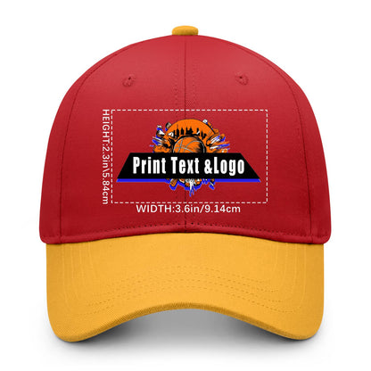 New Custom Red Yellow Duckbill Cap Design Available with Heat Transfer Printing in Multiple Colors