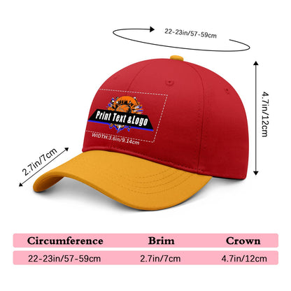 New Custom Red Yellow Duckbill Cap Design Available with Heat Transfer Printing in Multiple Colors