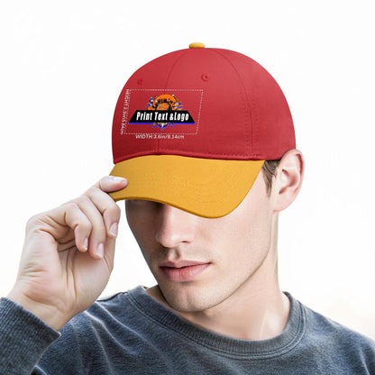 New Custom Red Yellow Duckbill Cap Design Available with Heat Transfer Printing in Multiple Colors