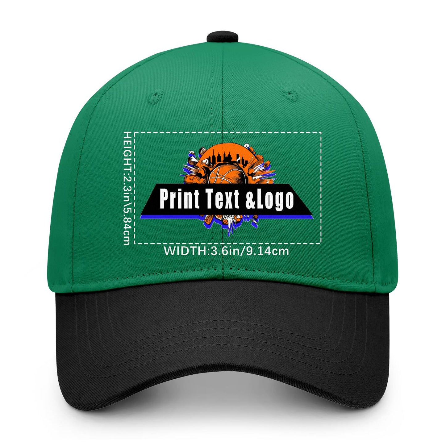 New Custom Green Black Duckbill Cap Design Available with Heat Transfer Printing in Multiple Colors