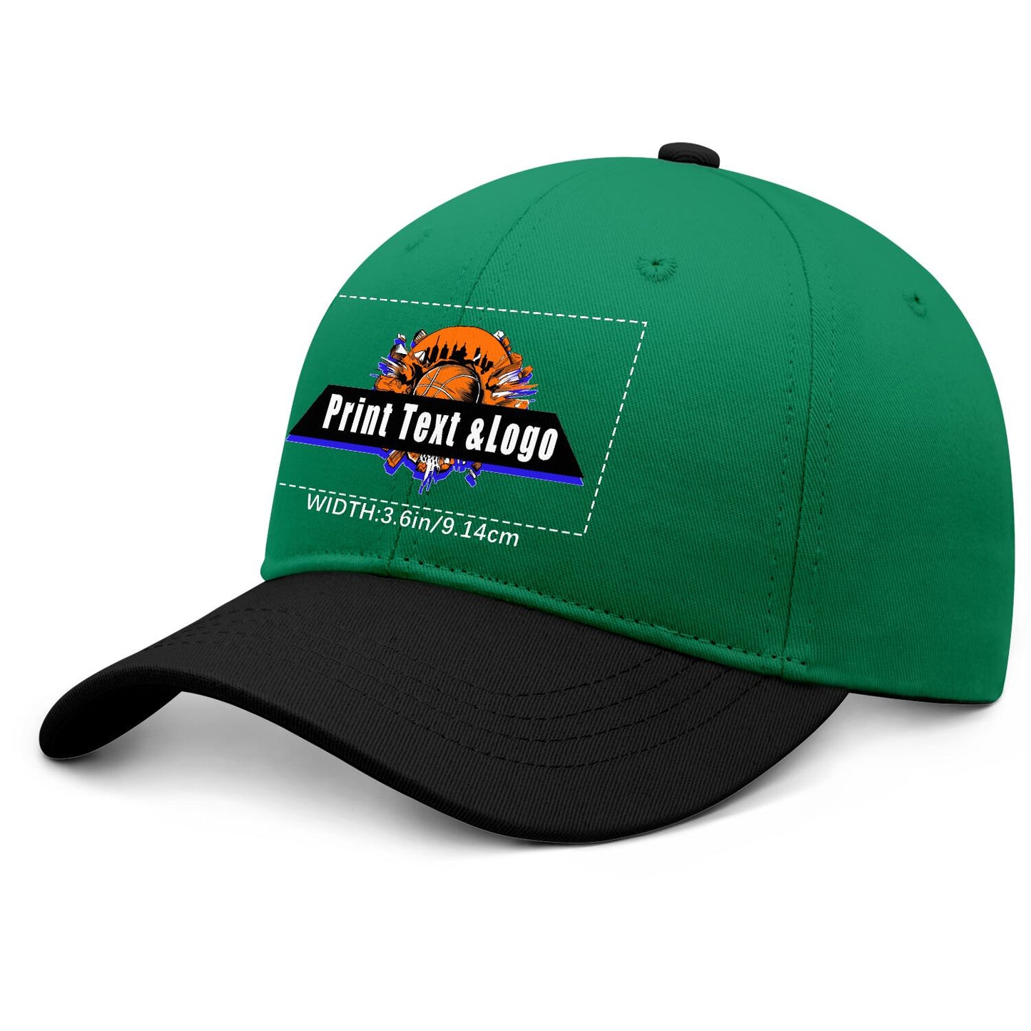 New Custom Green Black Duckbill Cap Design Available with Heat Transfer Printing in Multiple Colors