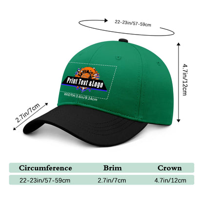 New Custom Green Black Duckbill Cap Design Available with Heat Transfer Printing in Multiple Colors