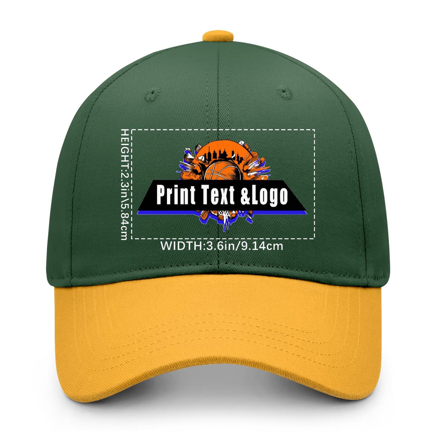 New Custom Green Yellow Duckbill Cap Design Available with Heat Transfer Printing in Multiple Colors