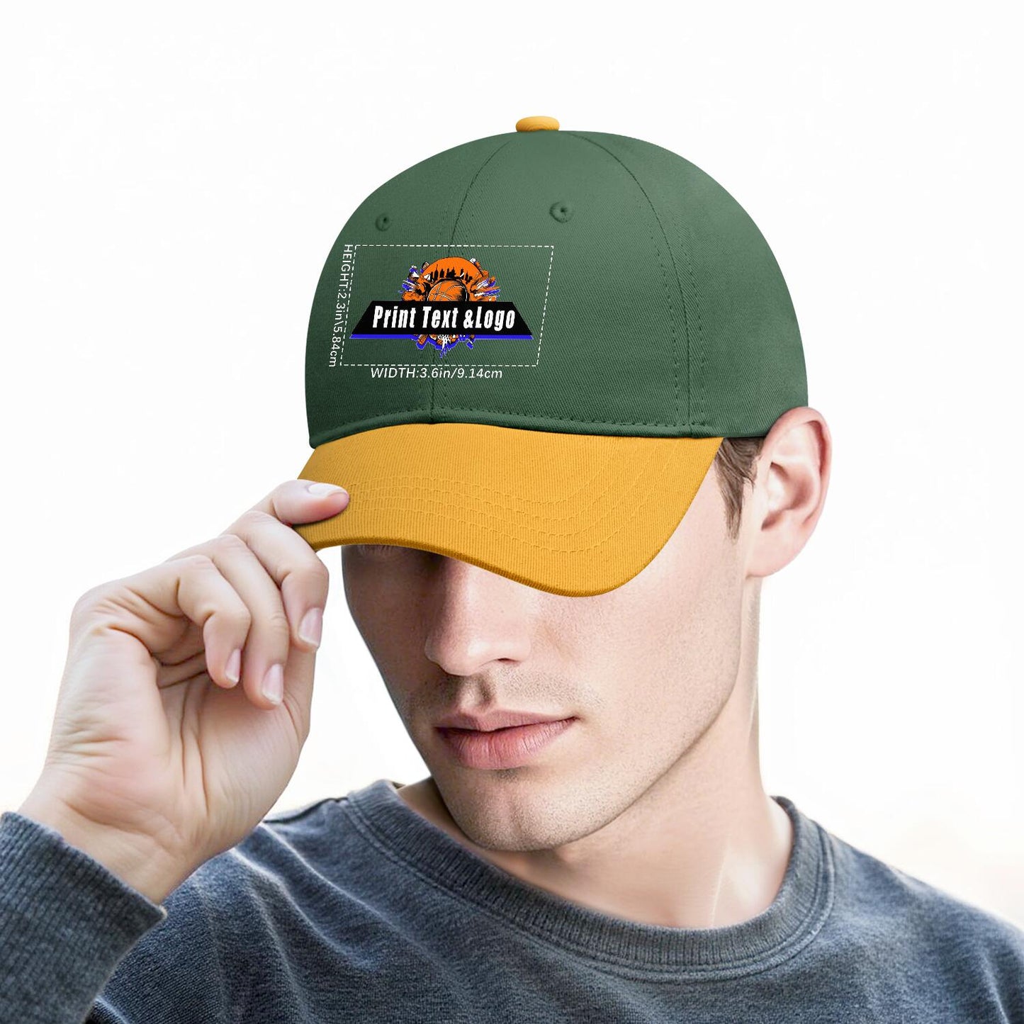 New Custom Green Yellow Duckbill Cap Design Available with Heat Transfer Printing in Multiple Colors