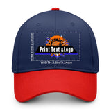 New Custom Navy Red Duckbill Cap Design Available with Heat Transfer Printing in Multiple Colors