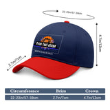 New Custom Navy Red Duckbill Cap Design Available with Heat Transfer Printing in Multiple Colors