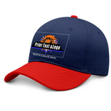 New Custom Navy Red Duckbill Cap Design Available with Heat Transfer Printing in Multiple Colors