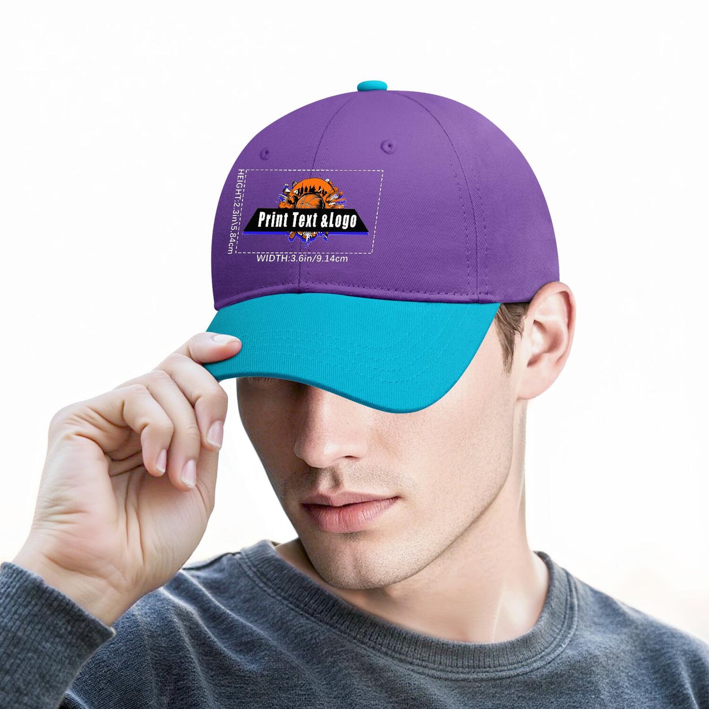 New Custom Purple Aquamarine Duckbill Cap Design Available with Heat Transfer Printing in Multiple Colors