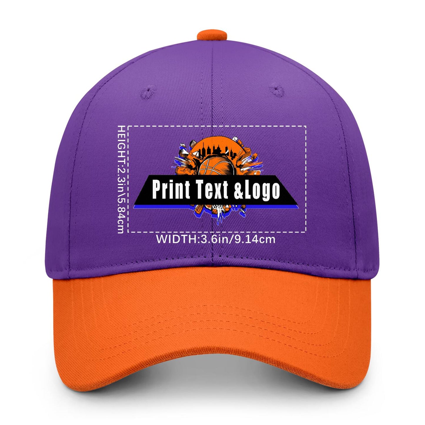 New Custom Purple Orange Duckbill Cap Design Available with Heat Transfer Printing in Multiple Colors