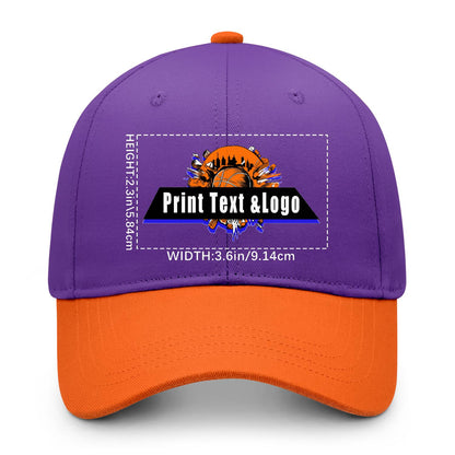 New Custom Purple Orange Duckbill Cap Design Available with Heat Transfer Printing in Multiple Colors
