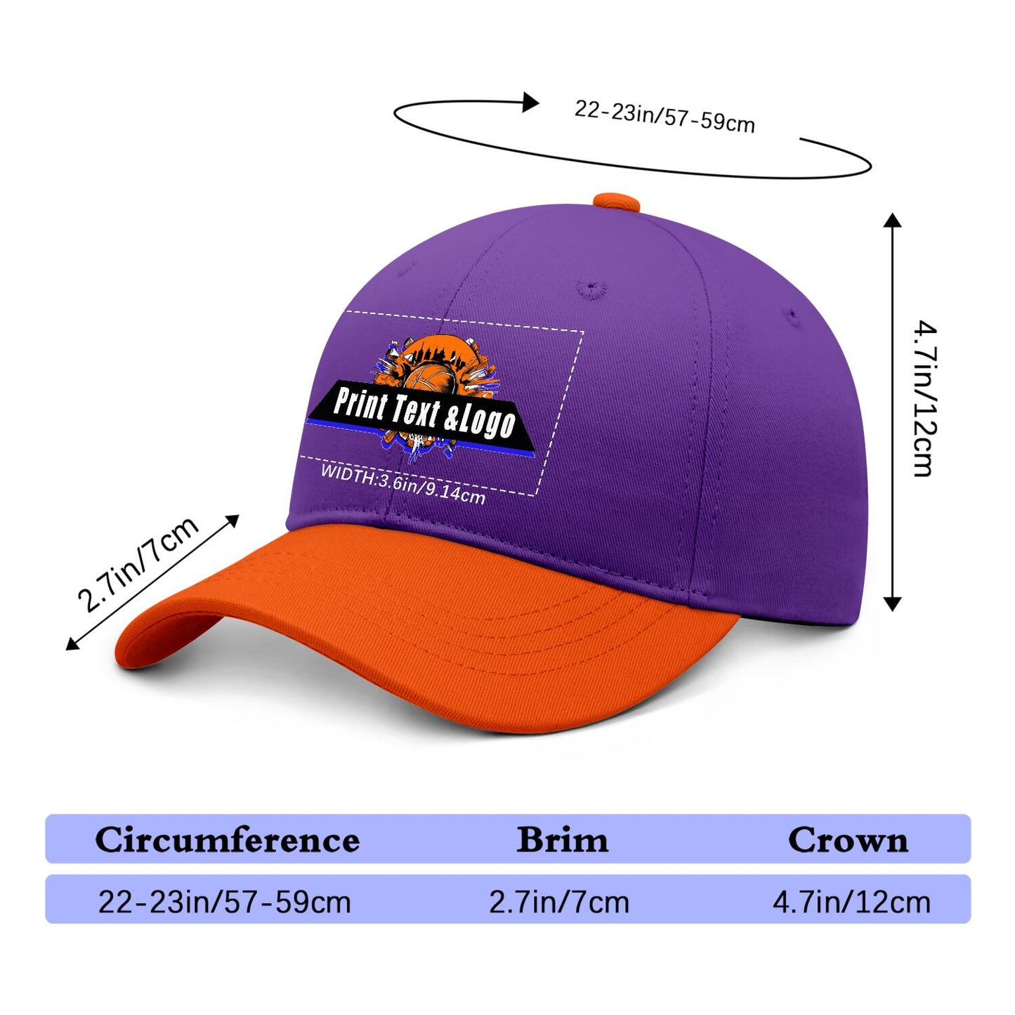 New Custom Purple Orange Duckbill Cap Design Available with Heat Transfer Printing in Multiple Colors