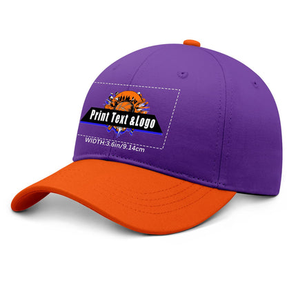 New Custom Purple Orange Duckbill Cap Design Available with Heat Transfer Printing in Multiple Colors