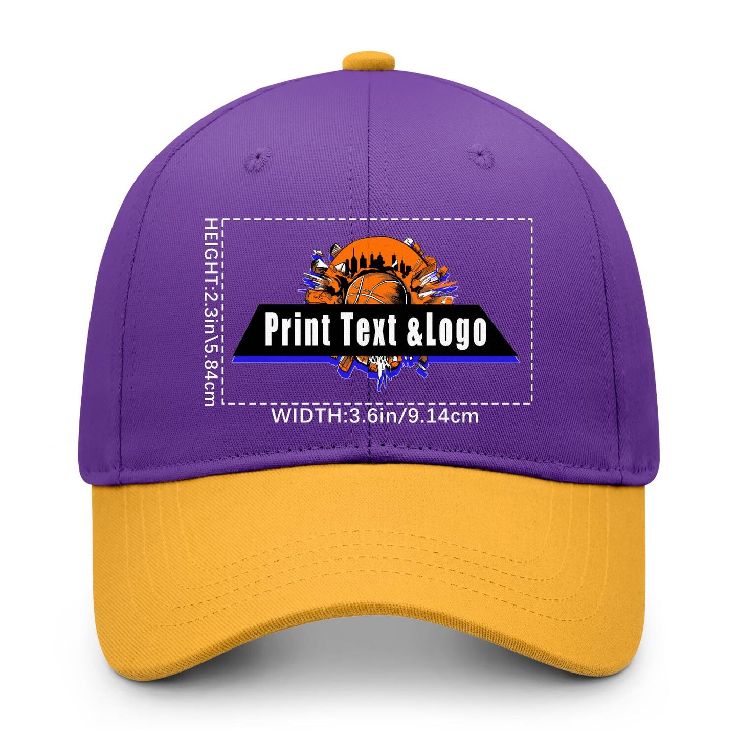 New Custom Purple Yellow Duckbill Cap Design Available with Heat Transfer Printing in Multiple Colors