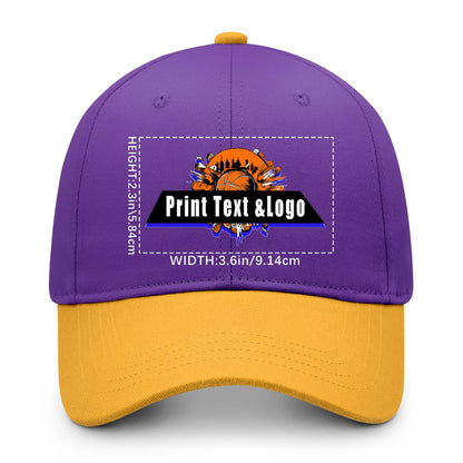 New Custom Purple Yellow Duckbill Cap Design Available with Heat Transfer Printing in Multiple Colors