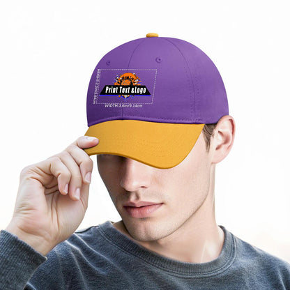 New Custom Purple Yellow Duckbill Cap Design Available with Heat Transfer Printing in Multiple Colors