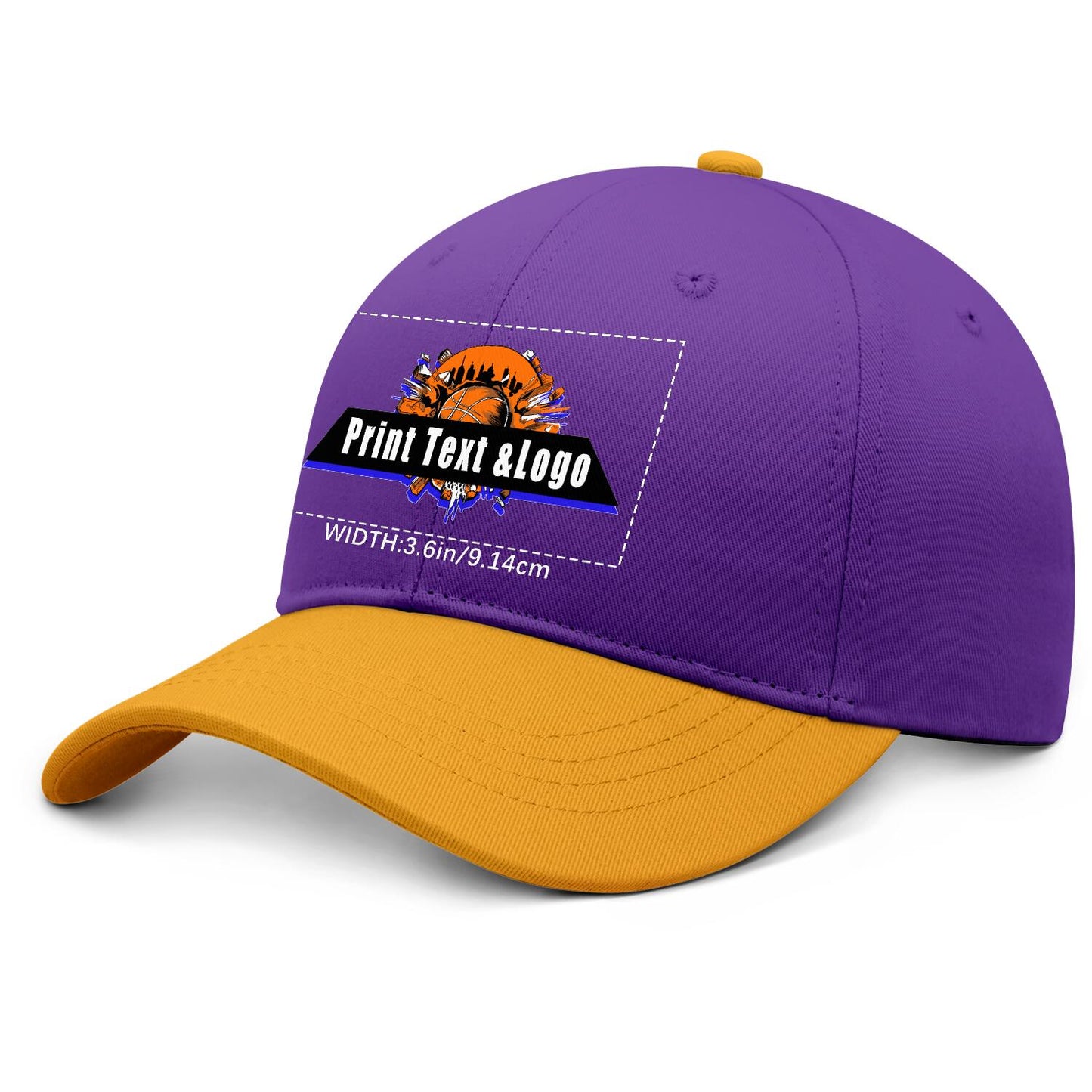 New Custom Purple Yellow Duckbill Cap Design Available with Heat Transfer Printing in Multiple Colors