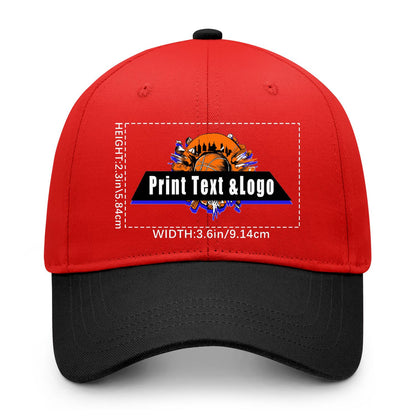 New Custom Red Black Duckbill Cap Design Available with Heat Transfer Printing in Multiple Colors
