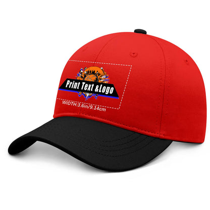 New Custom Red Black Duckbill Cap Design Available with Heat Transfer Printing in Multiple Colors