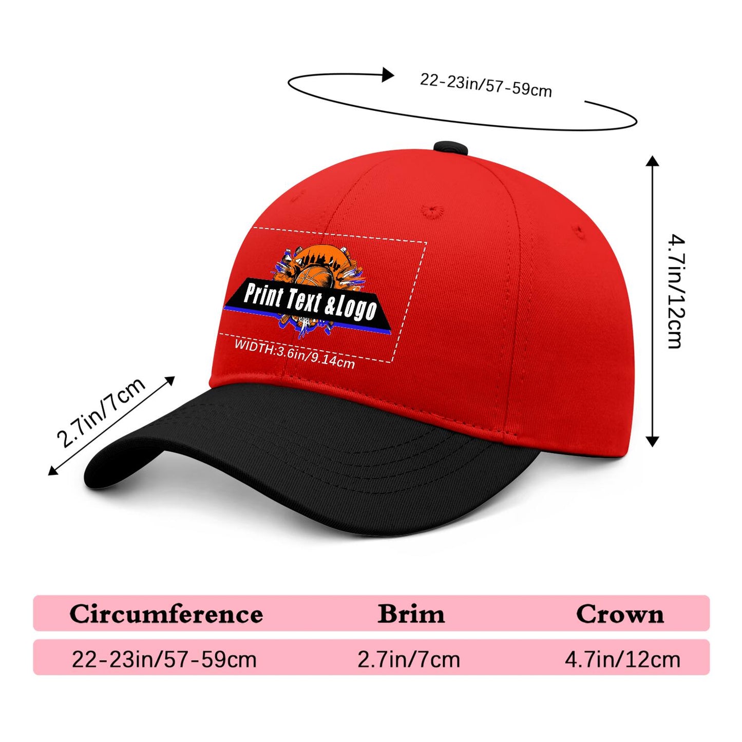 New Custom Red Black Duckbill Cap Design Available with Heat Transfer Printing in Multiple Colors