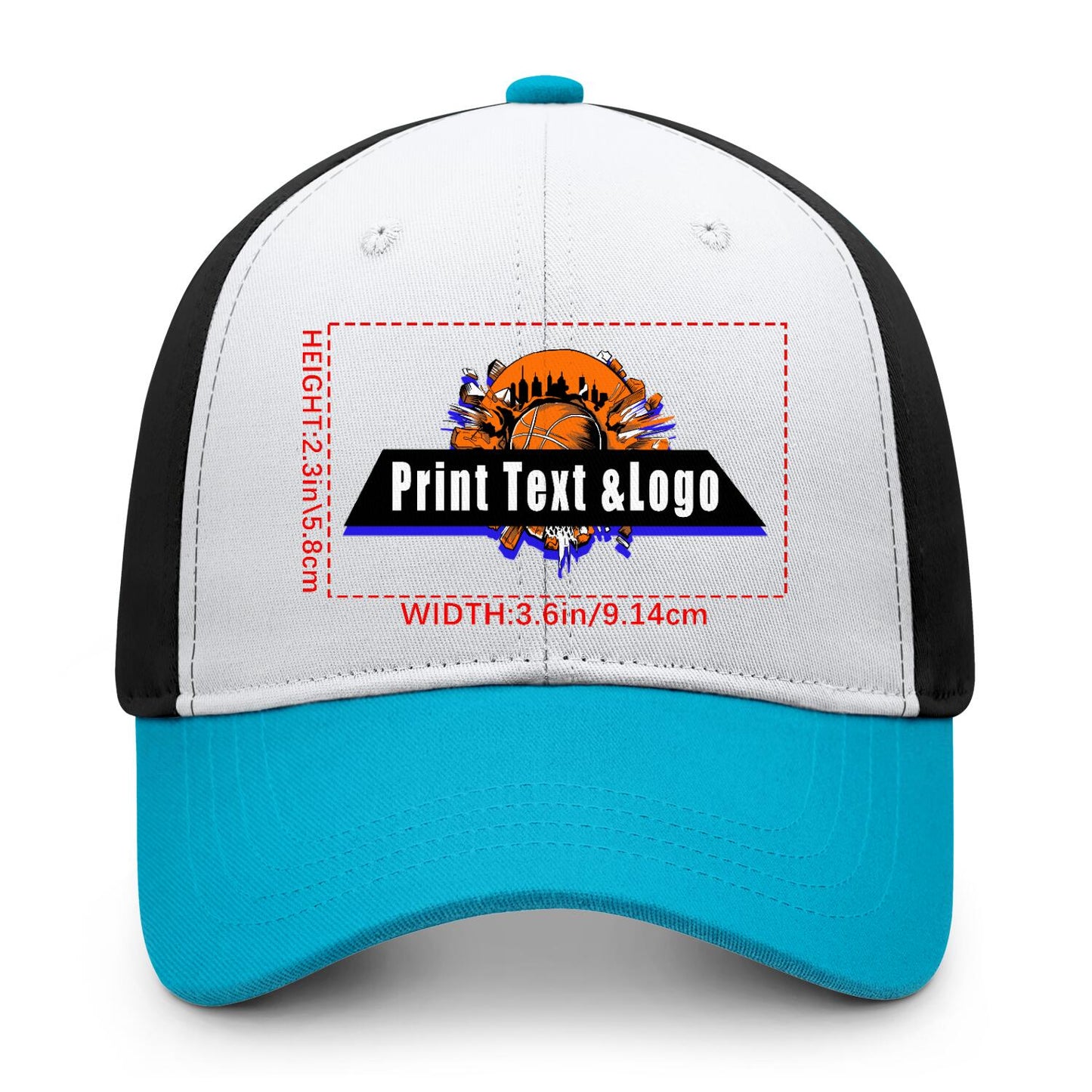New Custom Bitonal Aquamarine Duckbill Cap Design Available with Heat Transfer Printing in Multiple Colors