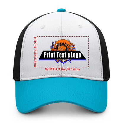 New Custom Bitonal Aquamarine Duckbill Cap Design Available with Heat Transfer Printing in Multiple Colors