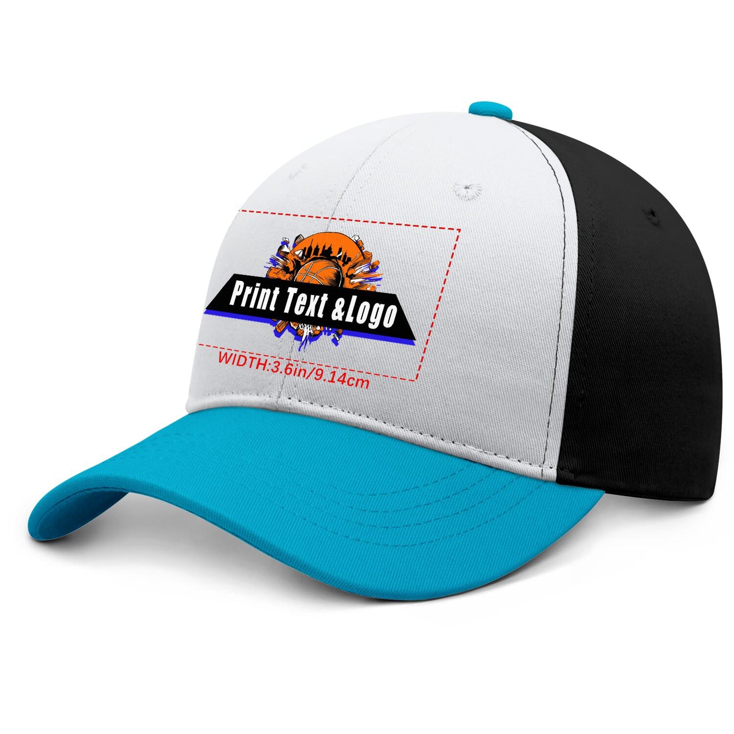 New Custom Bitonal Aquamarine Duckbill Cap Design Available with Heat Transfer Printing in Multiple Colors